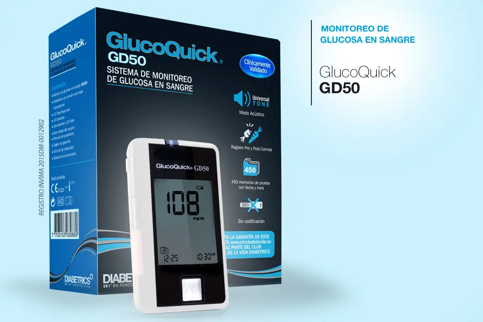 Glucómetro GlucoQuick GD50 - Diabetrics / Procaps