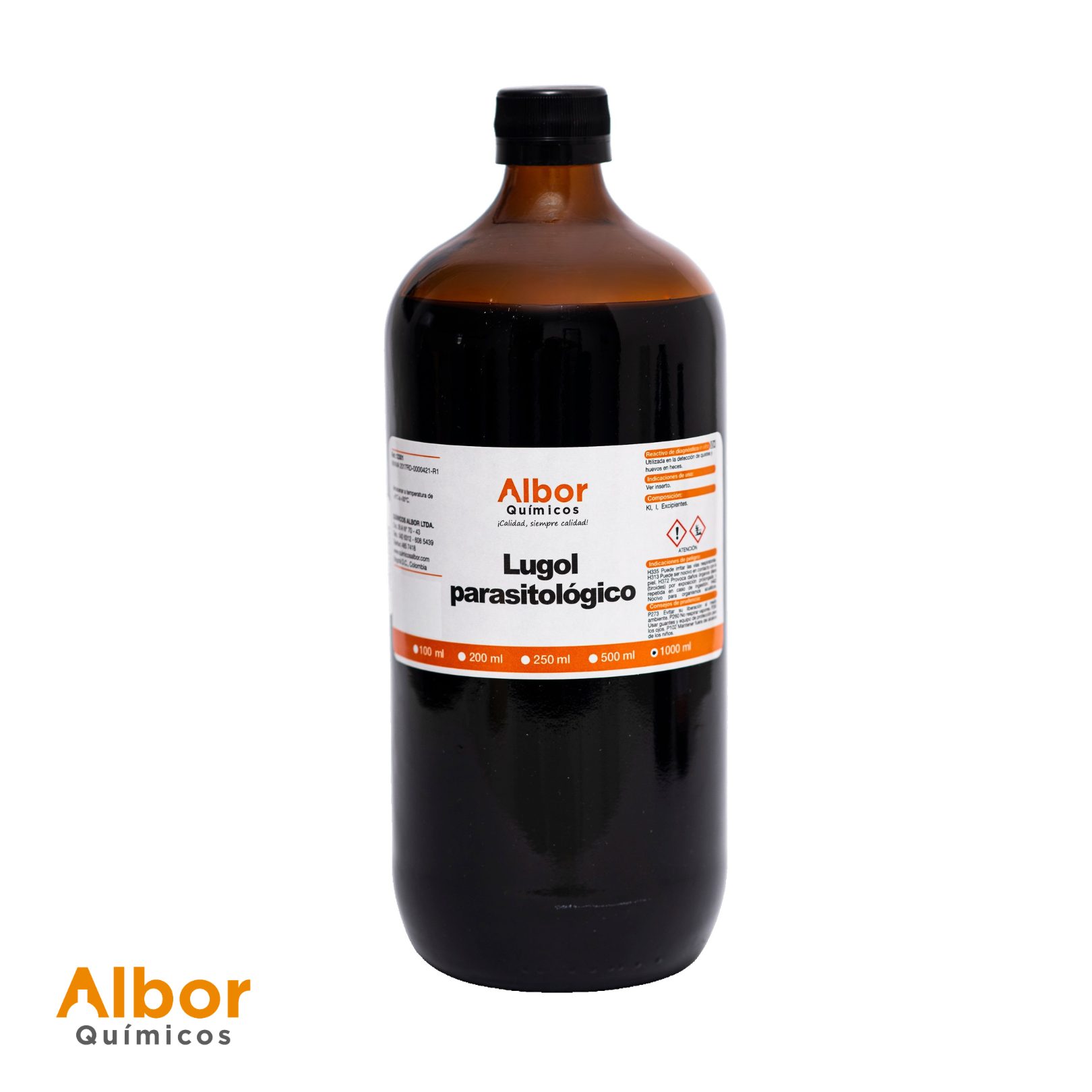 Lugol parasitológico para examen coprológico x 500 ml Albor