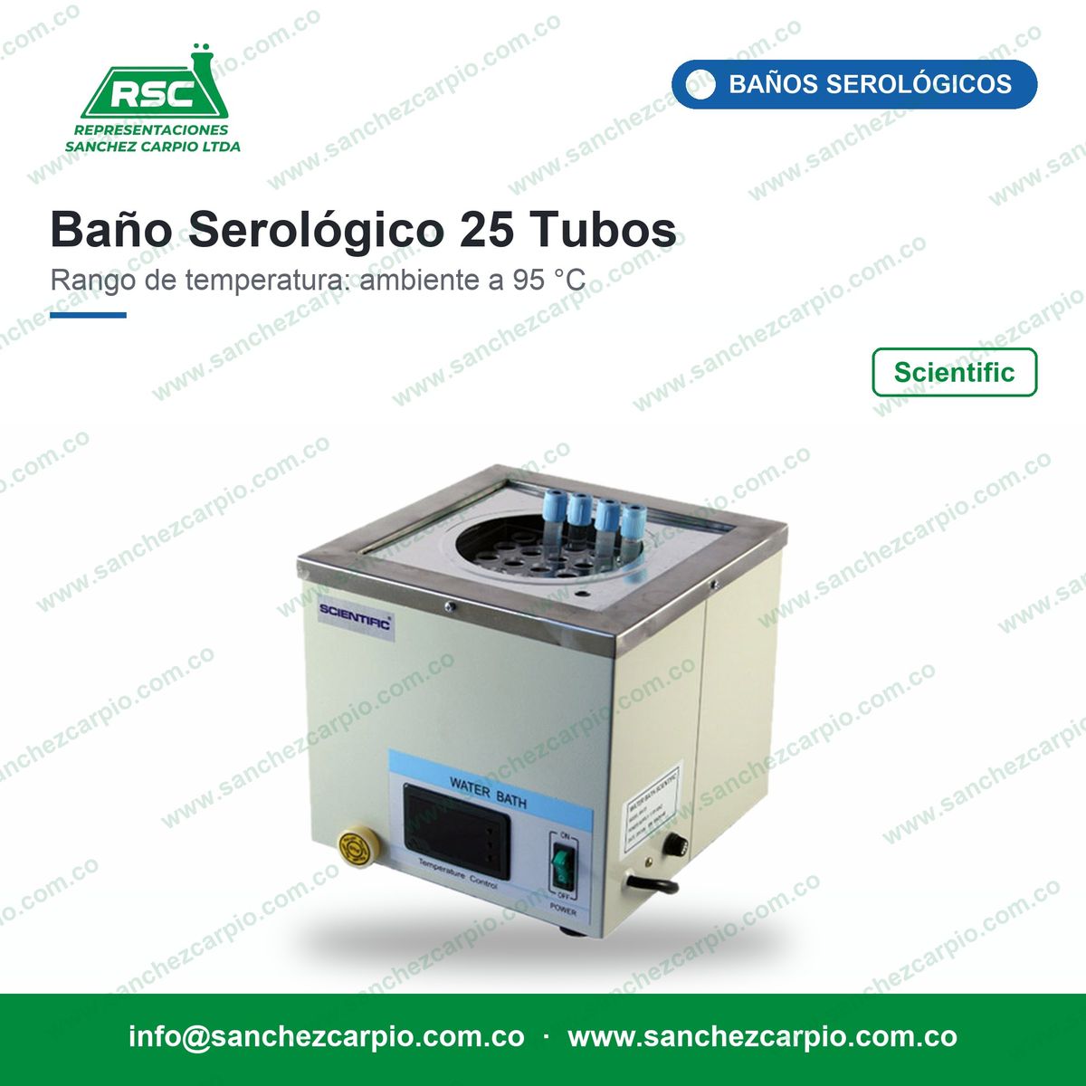 Baño Serológico Digital Scientific 25 Tubos - Sánchez Carpio