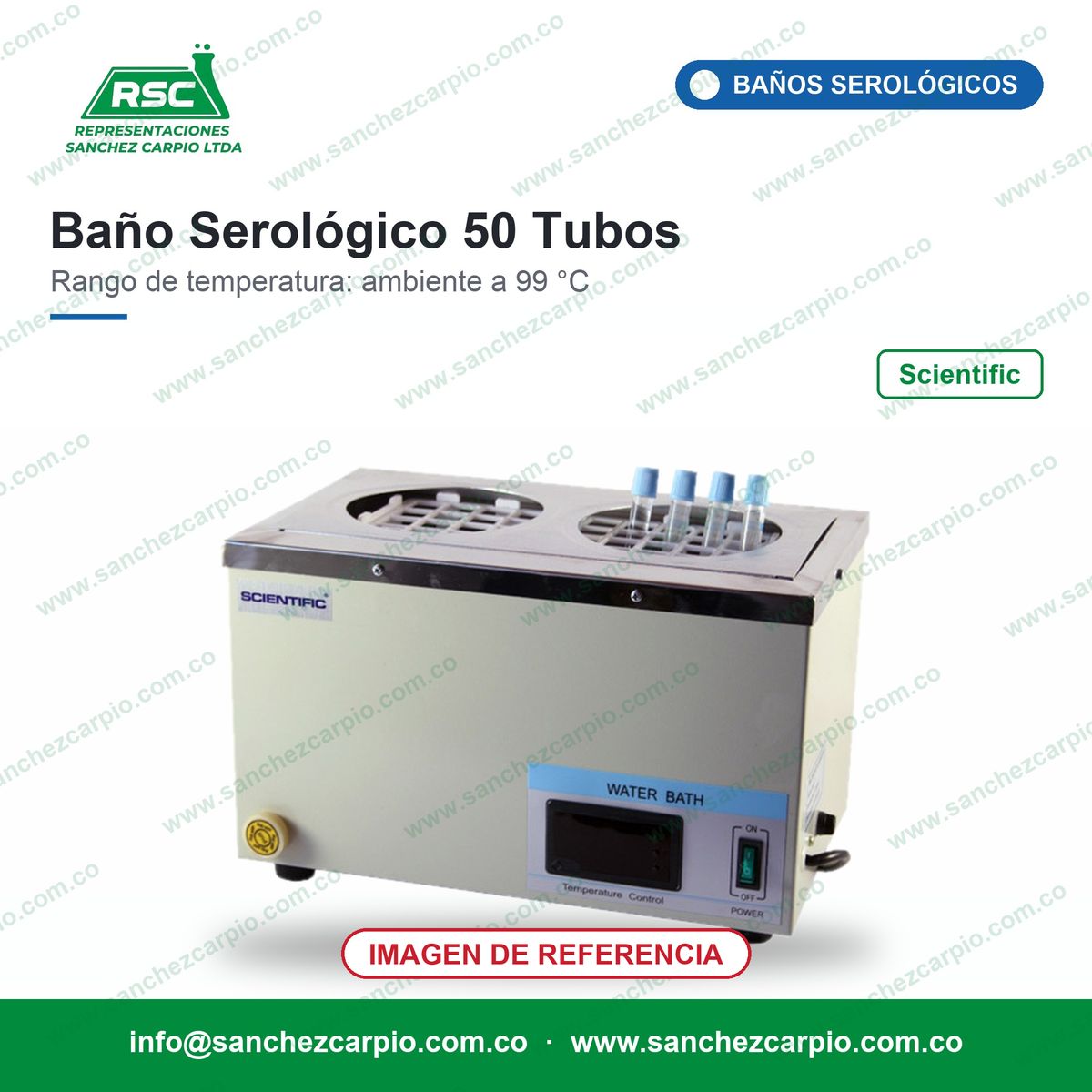 Baño Serológico Digital Scientific 50 Tubos (imagen de referencia) - Sánchez Carpio