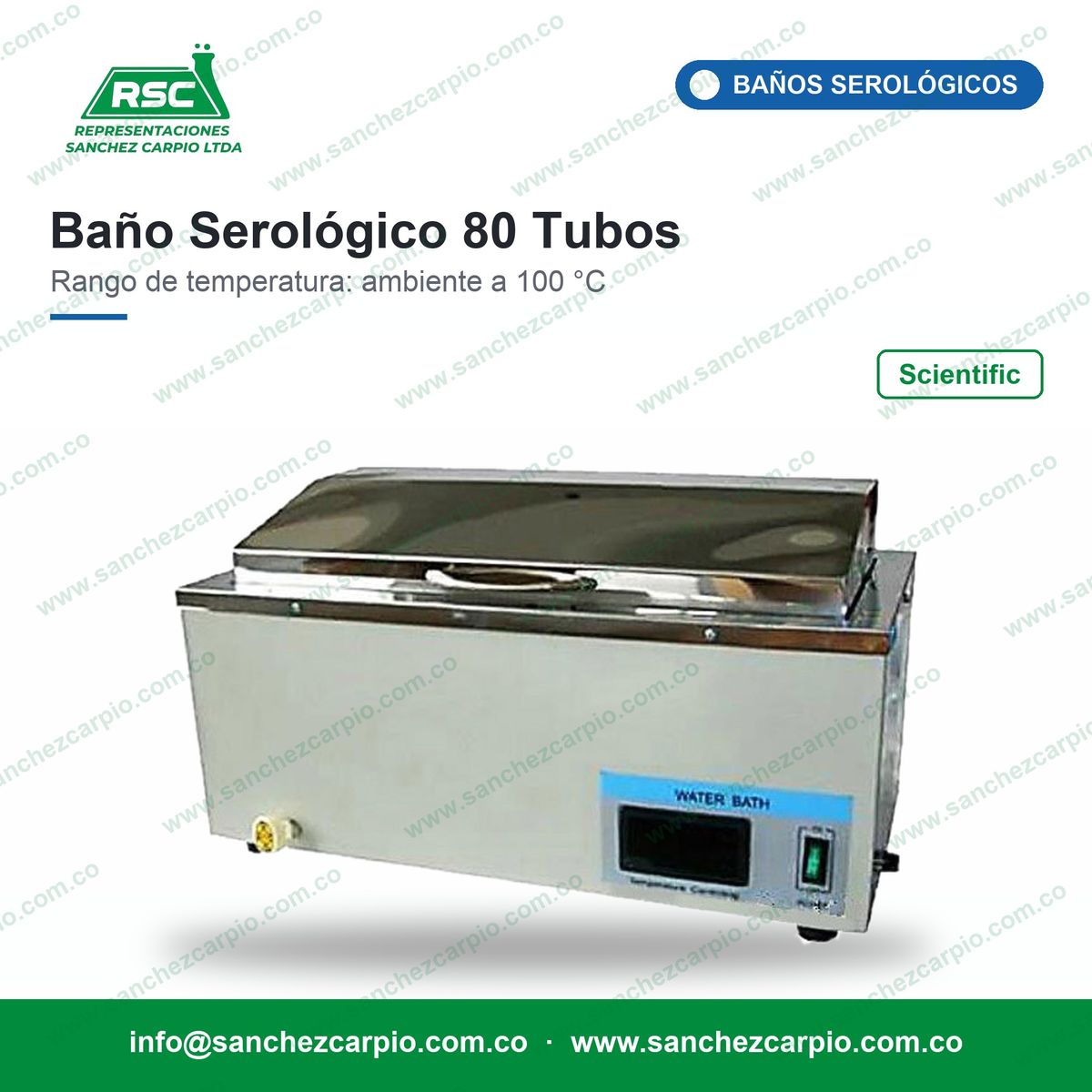 Baño Serológico Digital Scientific 80 Tubos - Sánchez Carpio