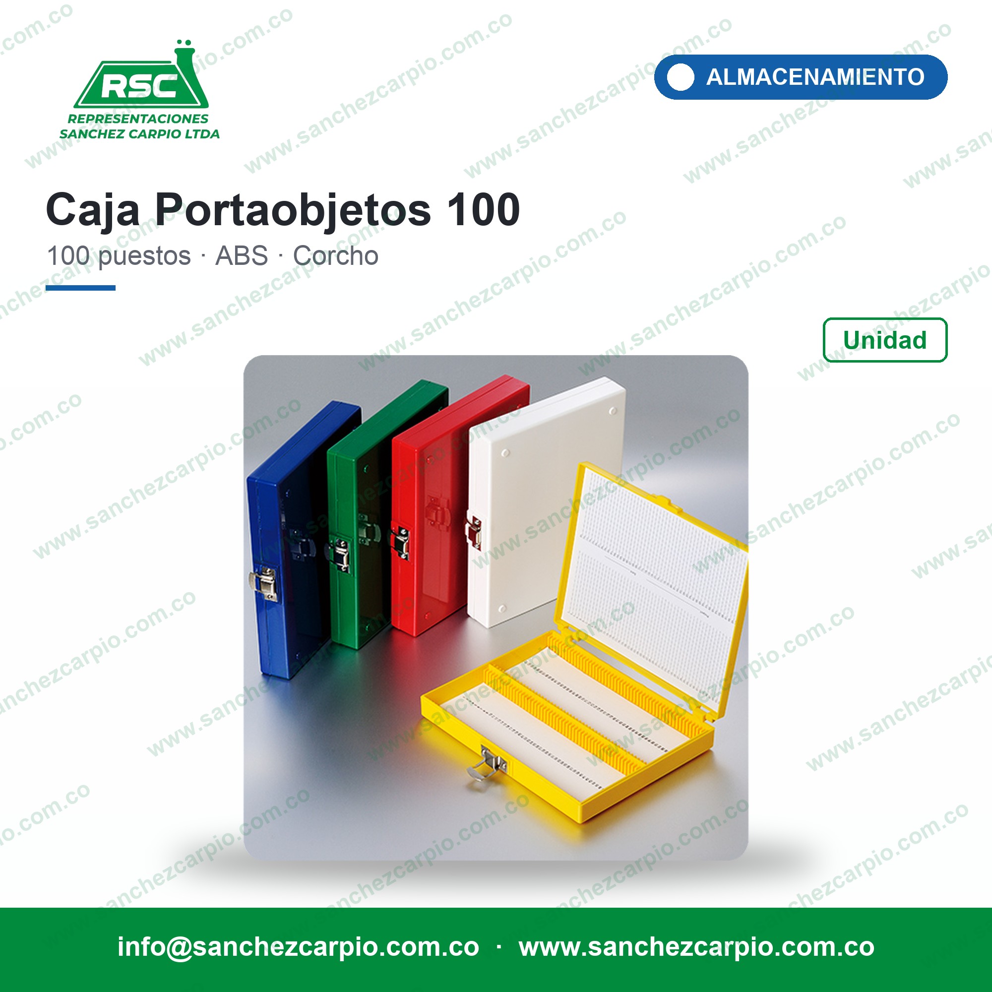 Caja para Almacenar Portaobjetos 100 Puestos - Biologix - Sánchez Carpio