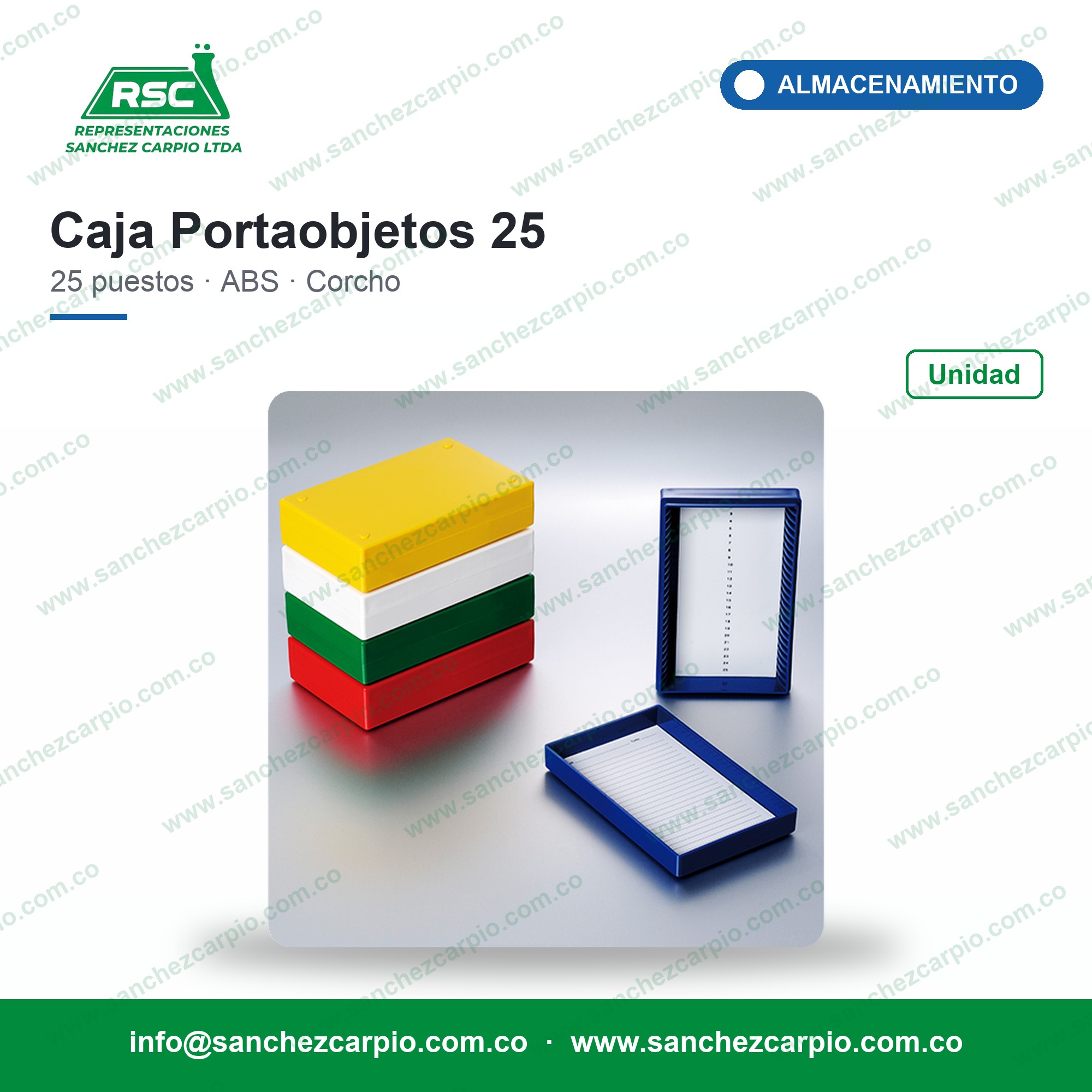 Caja para Almacenar Portaobjetos 25 Puestos - Biologix - Sánchez Carpio