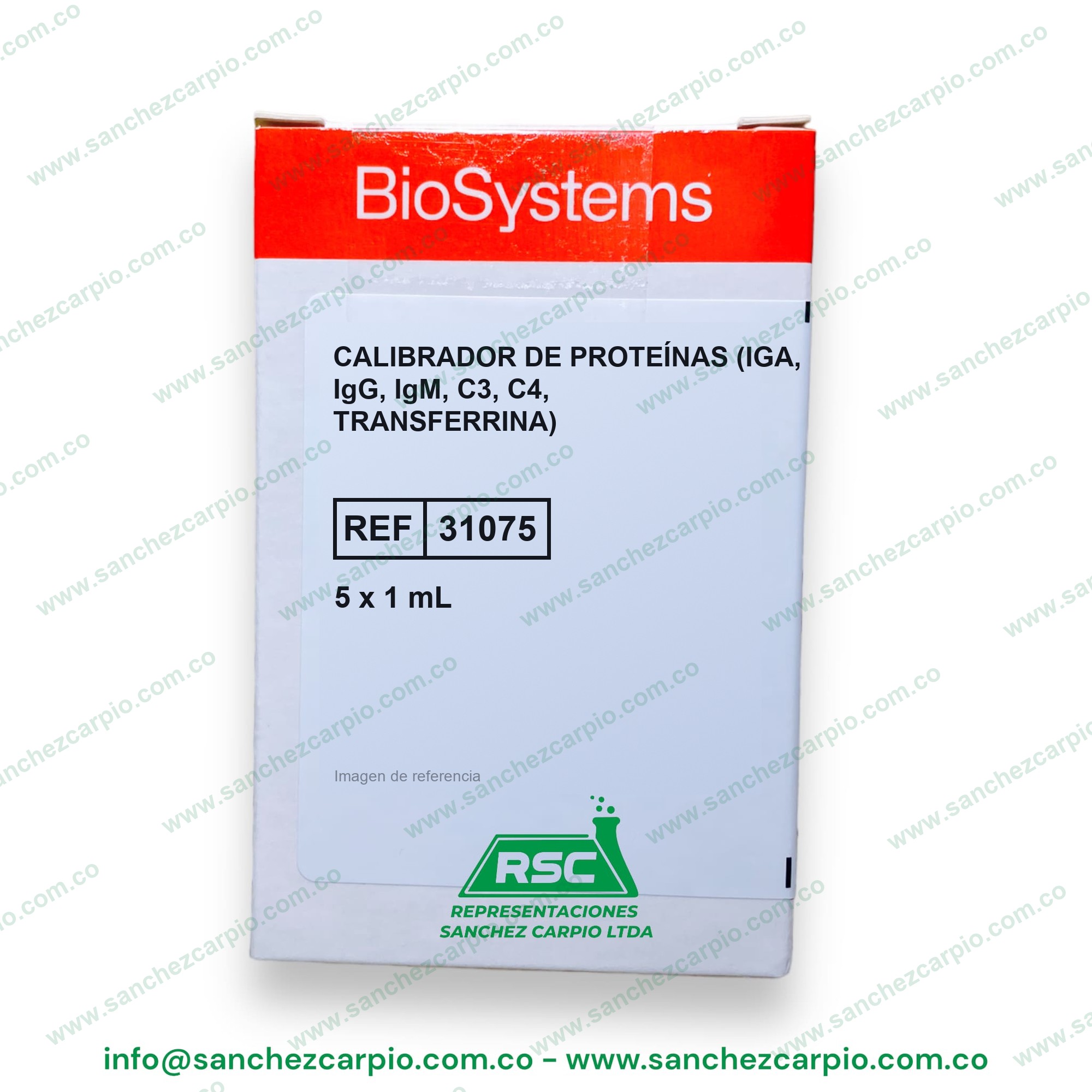 Calibrador de Proteínas (IgA, IgG, IgM, C3, C4, Transferrina) 5 x 1 ml Biosystems REF 31075