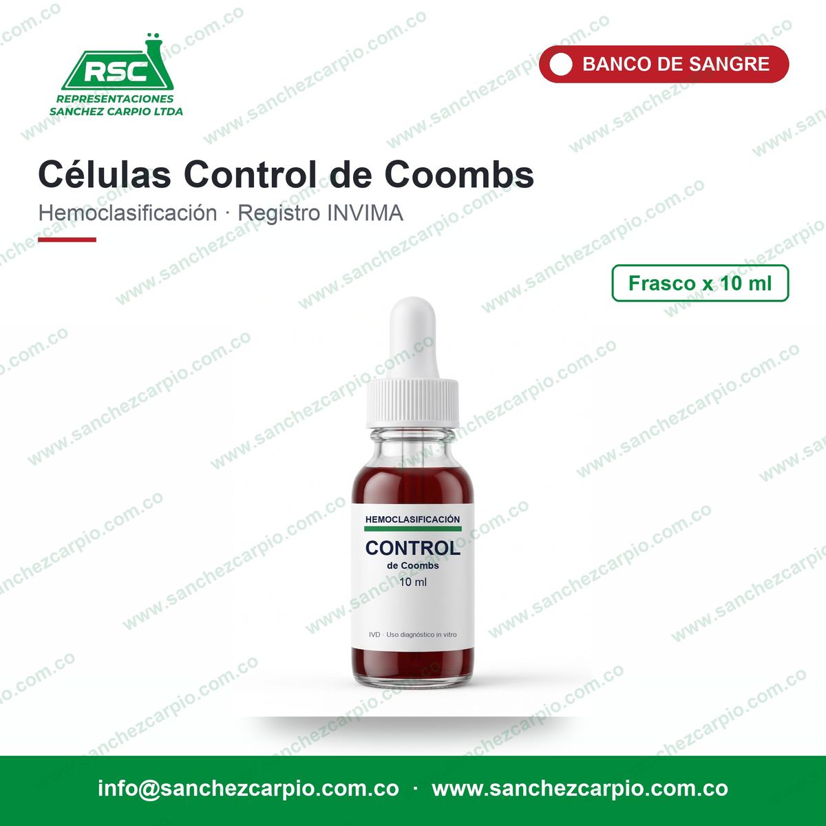 Células Control de Coombs x 10 ml - ABO - Sánchez Carpio