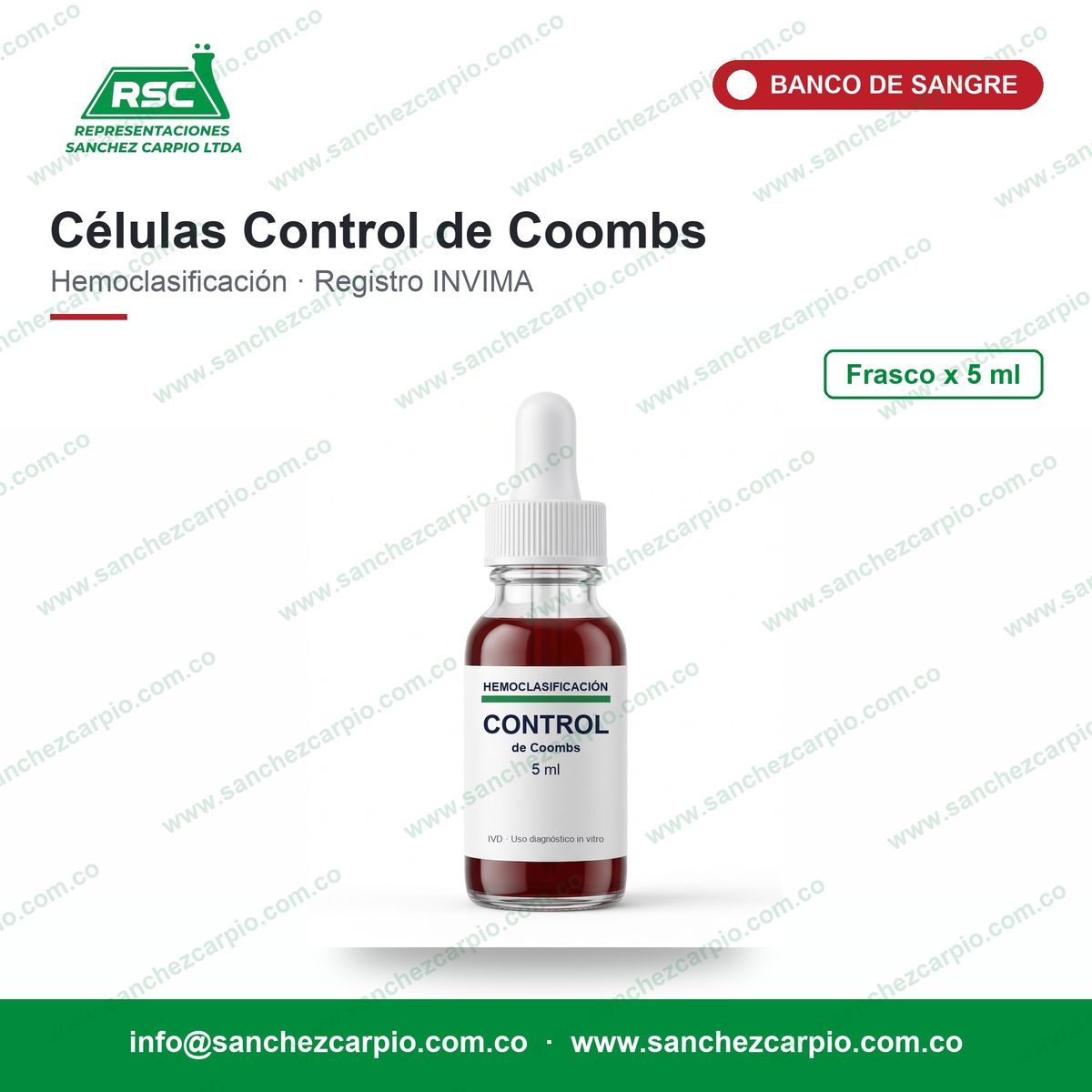 Células Control de Coombs x 5 ml - ABO - Sánchez Carpio