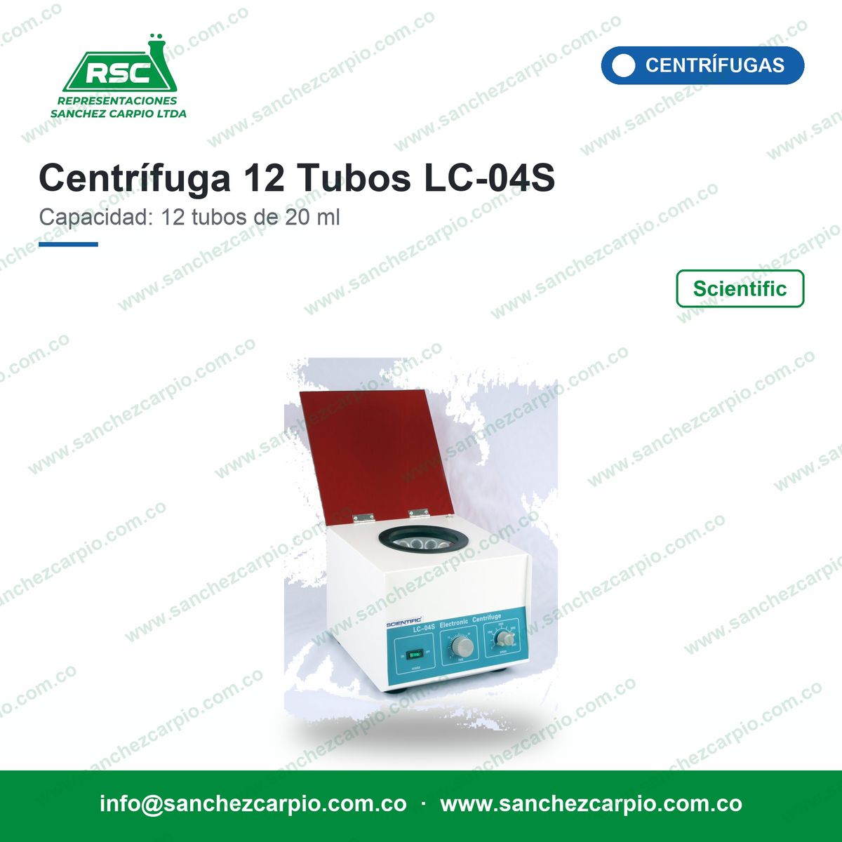Centrífuga Análoga Scientific 12 Tubos LC-04S - Sánchez Carpio