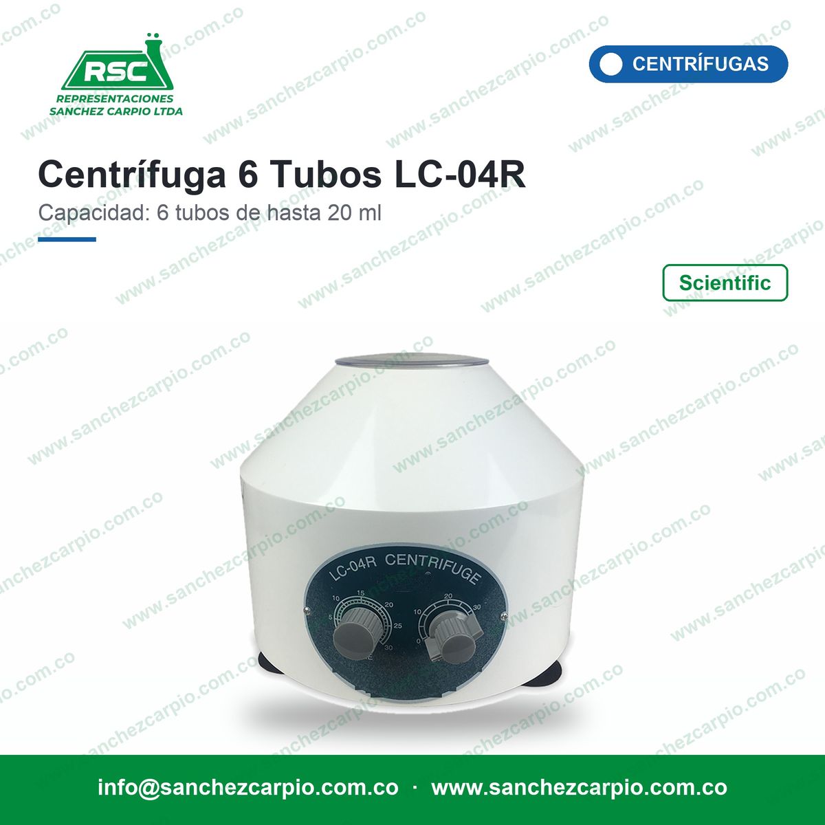 Centrífuga Análoga Scientific 6 Tubos LC-04R - Sánchez Carpio