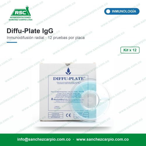 Diffu-Plate Inmunoglobulina G (IgG) Placa de Inmunodifusión Radial Kit x 12 - Biocientífica - Sánchez Carpio