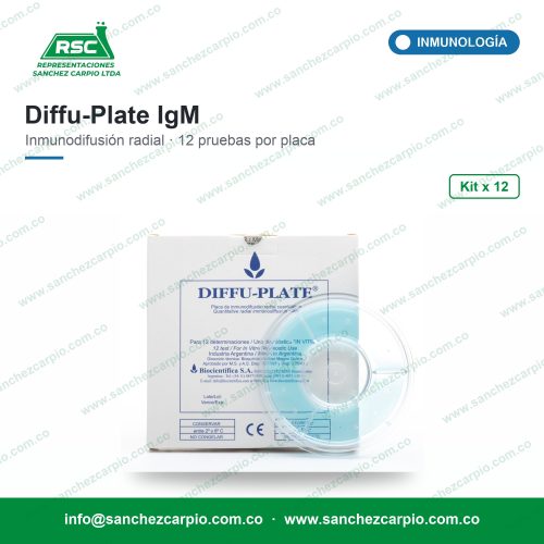 Diffu-Plate Inmunoglobulina M (IgM) Placa de Inmunodifusión Radial Kit x 12 - Biocientífica - Sánchez Carpio