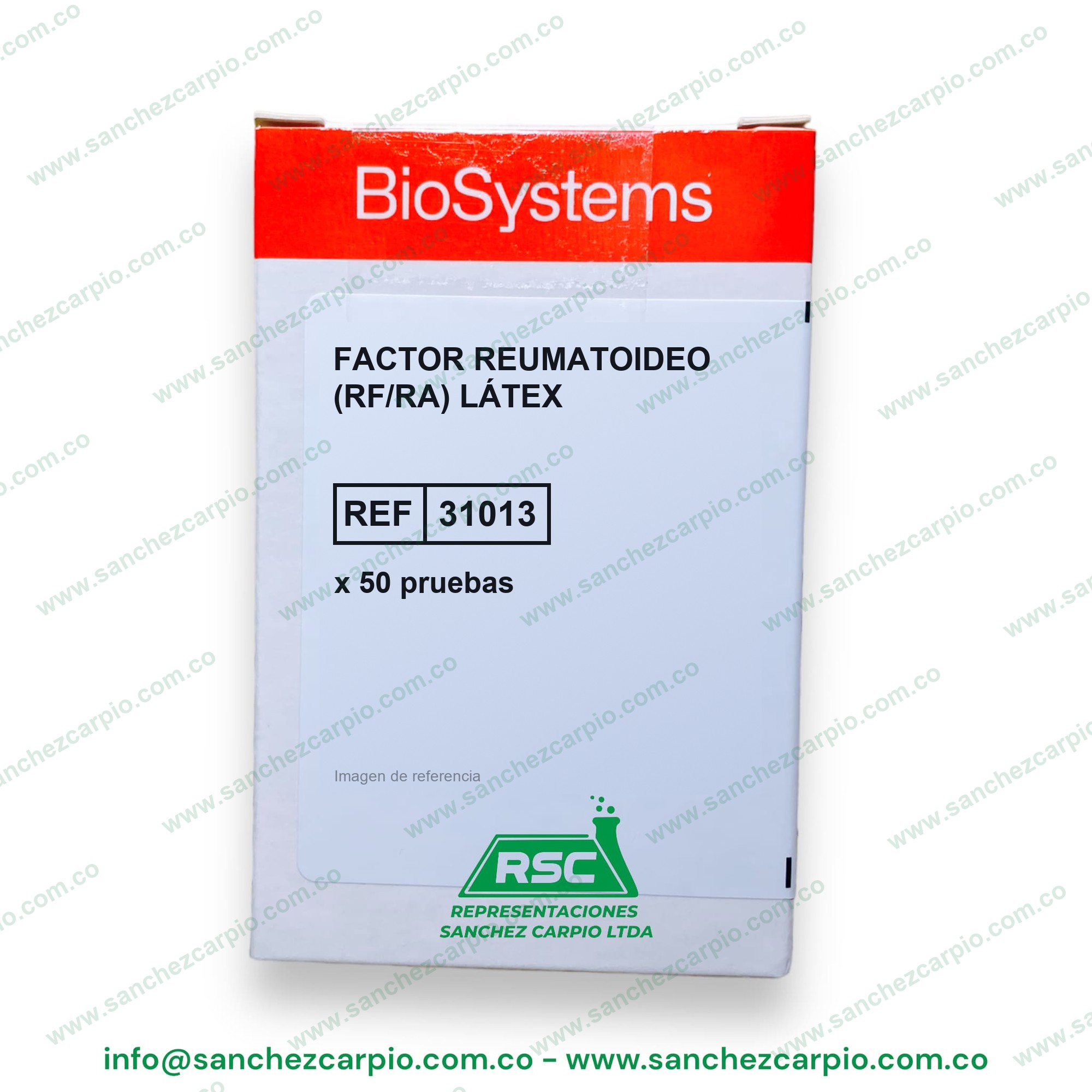 Factor Reumatoideo (RF/RA) Látex x 50 pruebas Biosystems REF 31013