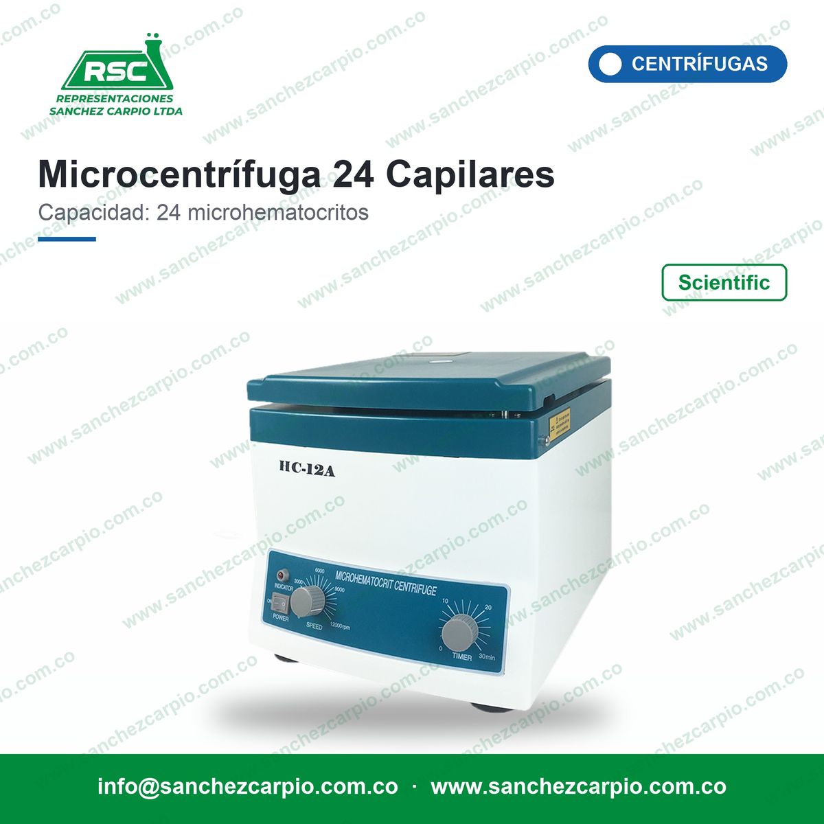 Microcentrífuga Análoga Scientific 24 Capilares - Sánchez Carpio