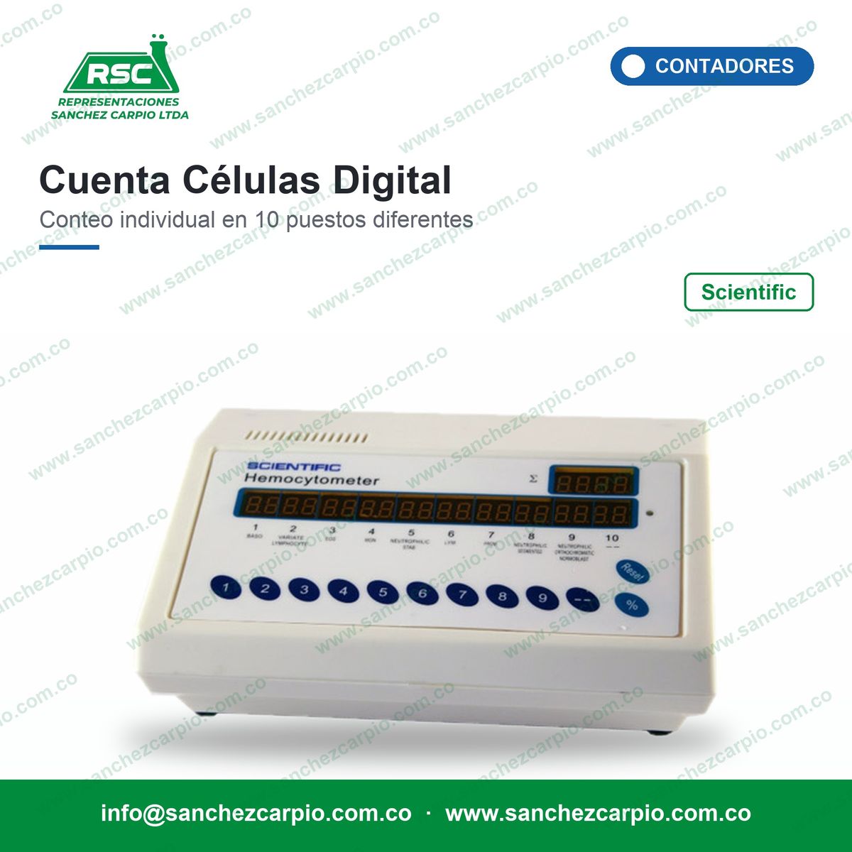 Piano Cuenta Células Digital Scientific 10 Teclas - Sánchez Carpio
