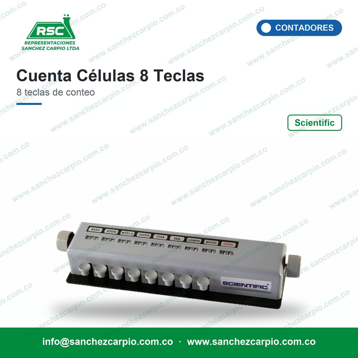 Piano Cuenta Células Manual Scientific 8 Teclas - Sánchez Carpio