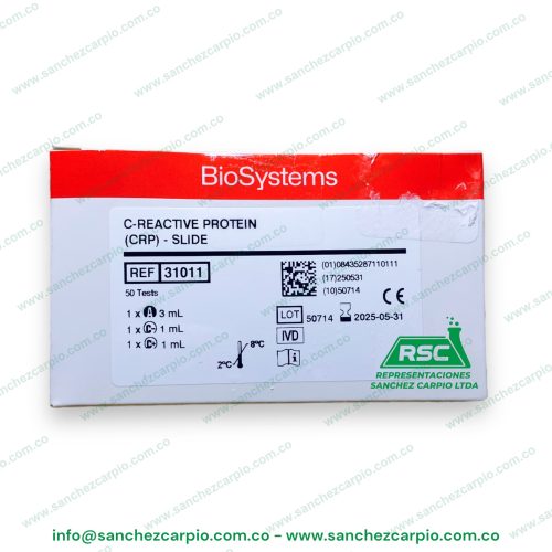 Proteína C Reactiva (PCR/CRP) Látex x 50 pruebas Biosystems REF 31011