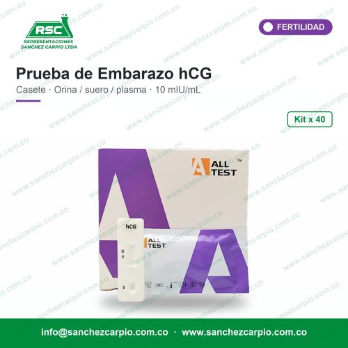 Prueba de Embarazo hCG en Casete Alta Sensibilidad (Orina/Suero/Plasma) Kit x 40 - All Test - Sánchez Carpio
