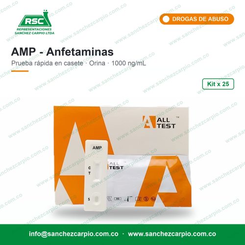 Prueba Rápida AMP Anfetaminas en Casete (Orina) Kit x 25 - All Test - Sánchez Carpio