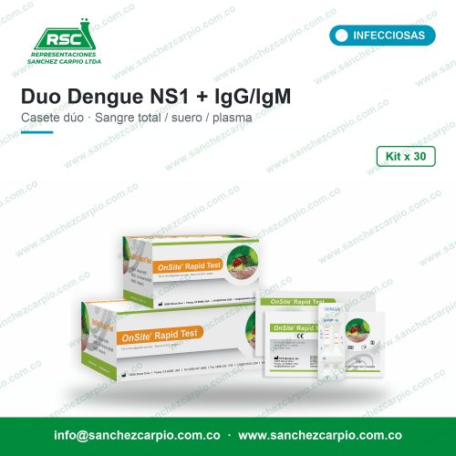 Prueba Rápida Duo Dengue Antígeno NS1 + IgG/IgM en Casete (Sangre Total/Suero/Plasma) Kit x 30 - CTK Biotech - Sánchez Carpio