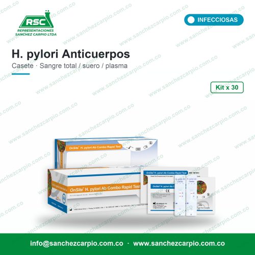 Prueba Rápida Helicobacter pylori Anticuerpos en Casete (Sangre Total/Suero/Plasma) Kit x 30 - CTK Biotech - Sánchez Carpio