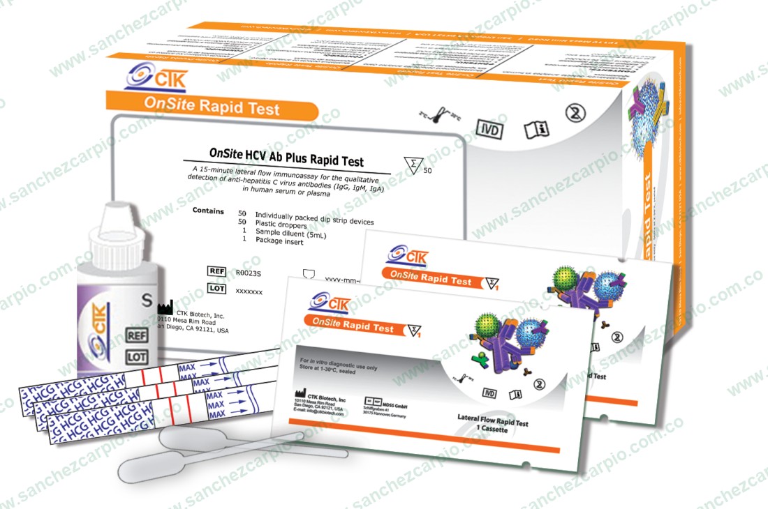 Prueba Rápida Hepatitis C (HCV) Anticuerpos en Casete (Sangre Total/Suero/Plasma) Kit x 30 - CTK Biotech - Sánchez Carpio