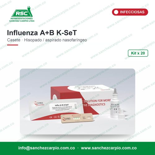 Prueba Rápida Influenza A y B Influ A+B K-SeT en Casete Kit x 20 Casetes - Coris BioConcept - Sánchez Carpio