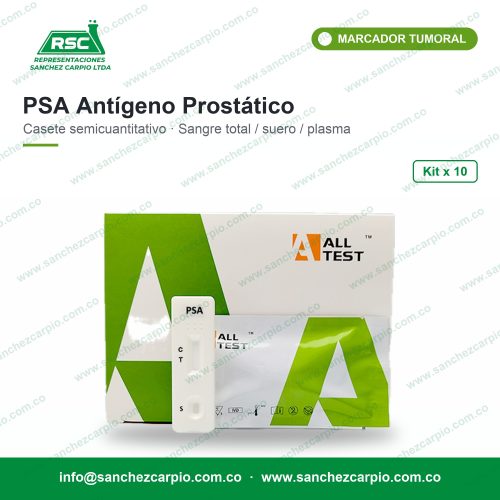 Prueba Rápida PSA Antígeno Prostático Semicuantitativa en Casete (Sangre Total/Suero/Plasma) Kit x 10 - All Test - Sánchez Carpio