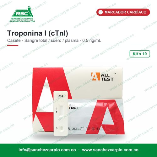 Prueba Rápida Troponina I (cTnI) en Casete (Sangre Total/Suero/Plasma) Kit x 10 - All Test - Sánchez Carpio