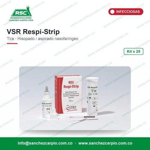 Prueba Rápida Virus Sincitial Respiratorio (VSR) RSV Respi-Strip en Tira Kit x 25 Tiras - Coris BioConcept - Sánchez Carpio