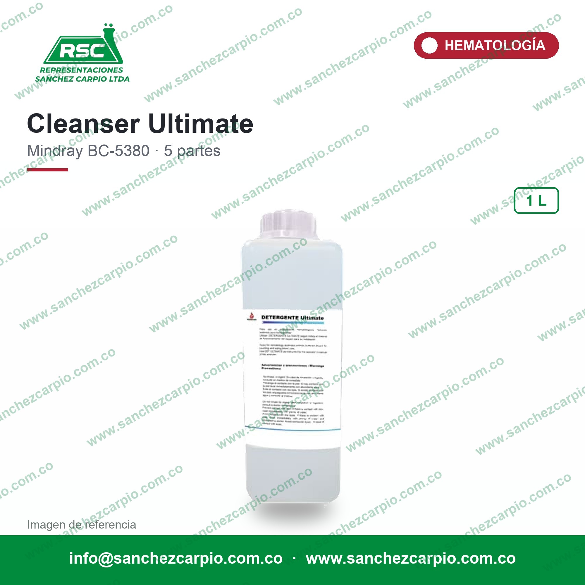 Cleanser UM-53 para Mindray BC-5380 x 1 L - Ultimate - Sánchez Carpio